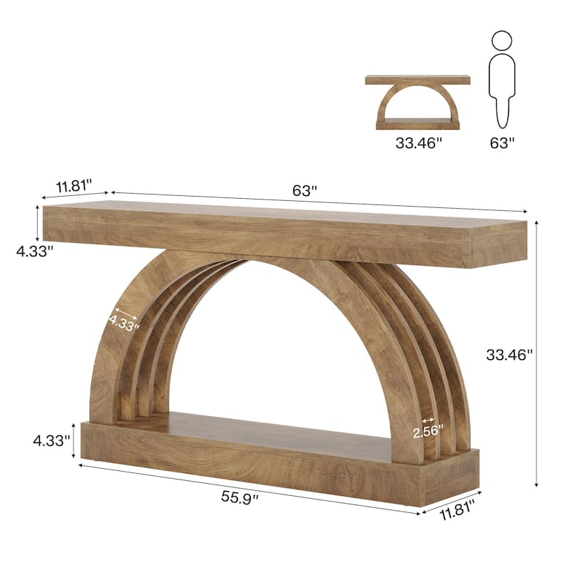 63-Inch Long Console Table Behind the Couch