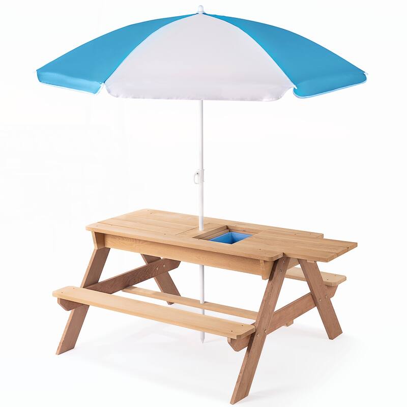 Kids Outdoor Picnic Table With Umbrella hole
