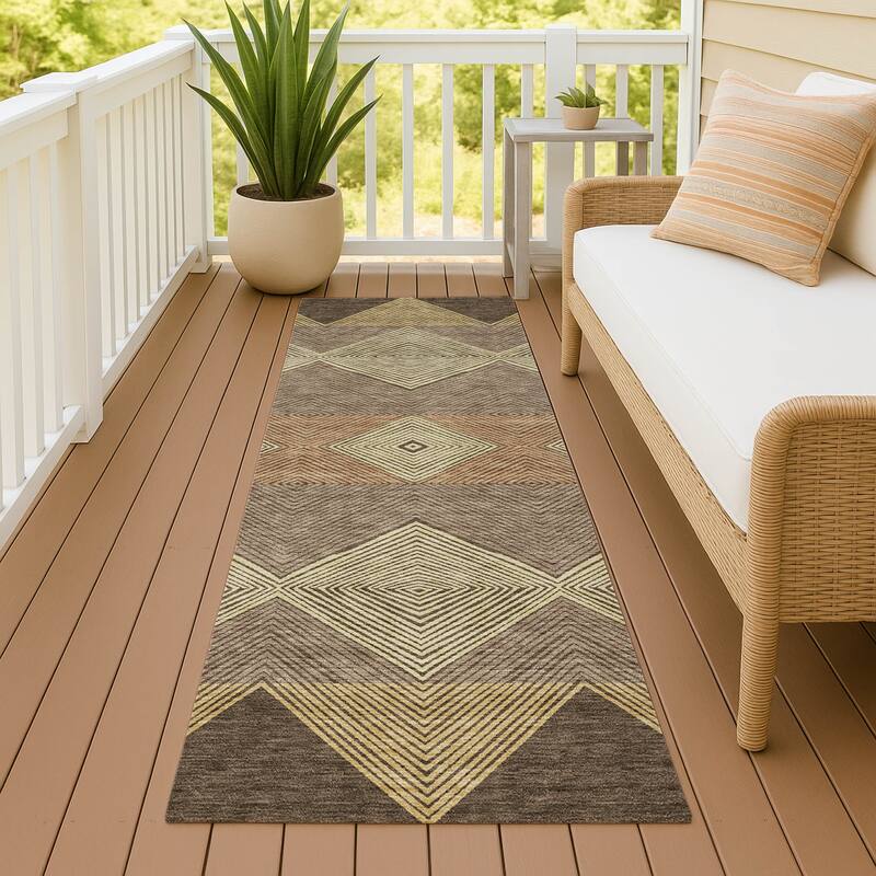 Machine Washable Indoor/ Outdoor Modern Mission Chantille Rug - Chocolate - 2'3" x 7'6"