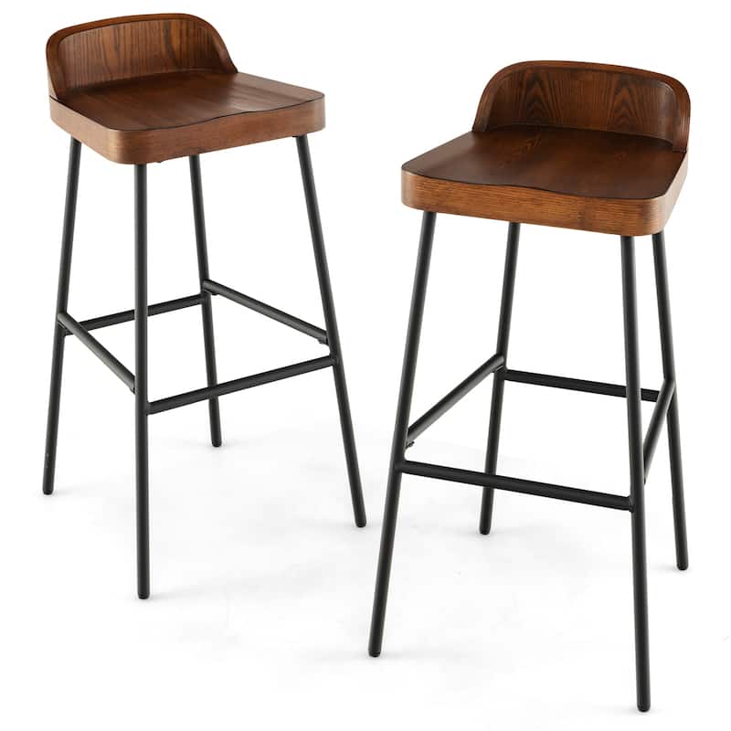 Industrial Bar Stools with Low Back and Footrests - 16.5" x 14" x 32.5" (L x W x H)