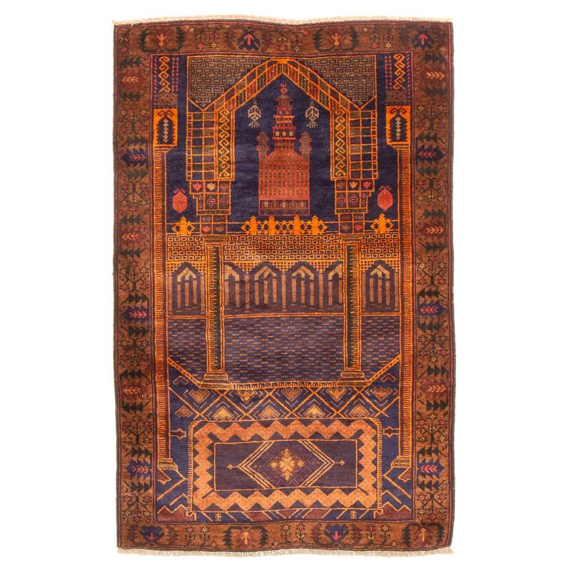 ECARPETGALLERY Hand-knotted Teimani Dark Navy Wool Rug - 3'0 x 4'9