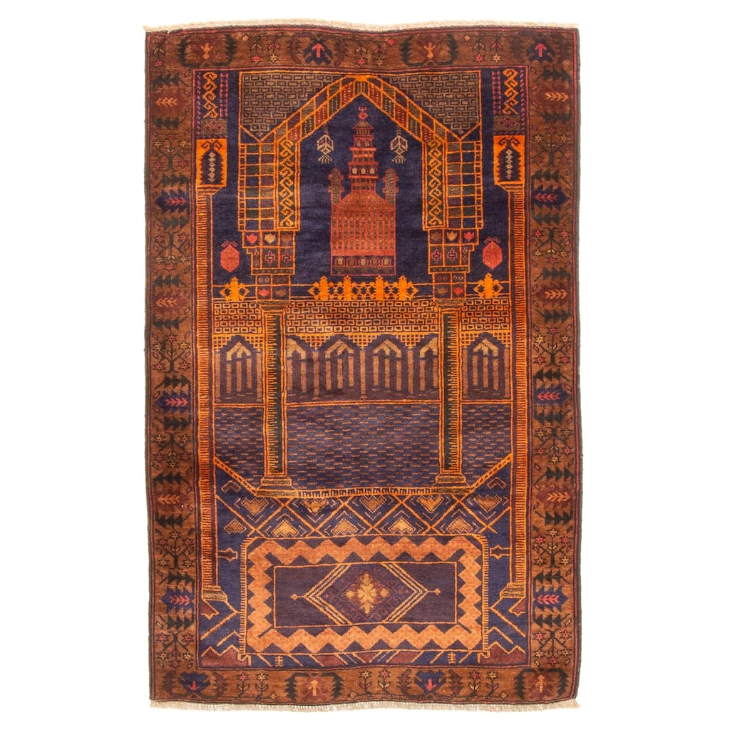 ECARPETGALLERY Hand-knotted Teimani Dark Navy Wool Rug - 3'0 x 4'9