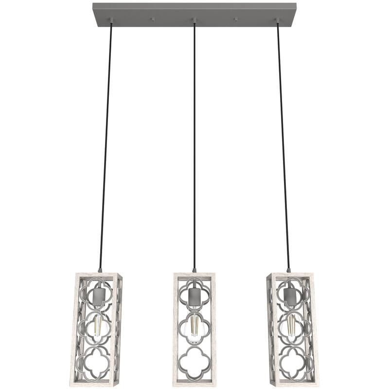Hunter Gablecrest 3-Light Linear Cluster Ceiling Light - Kitchen Island, Dining Room - Farmhouse, French Country, Distressed