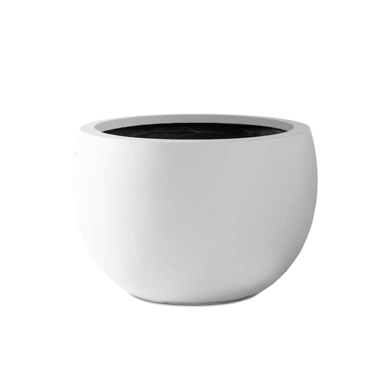 Kante 20" W Round Lightweight Pure Metal Indoor Outdoor Planter Pots, Seamless w/ Drainage Hole for Home and Garden - Pure White