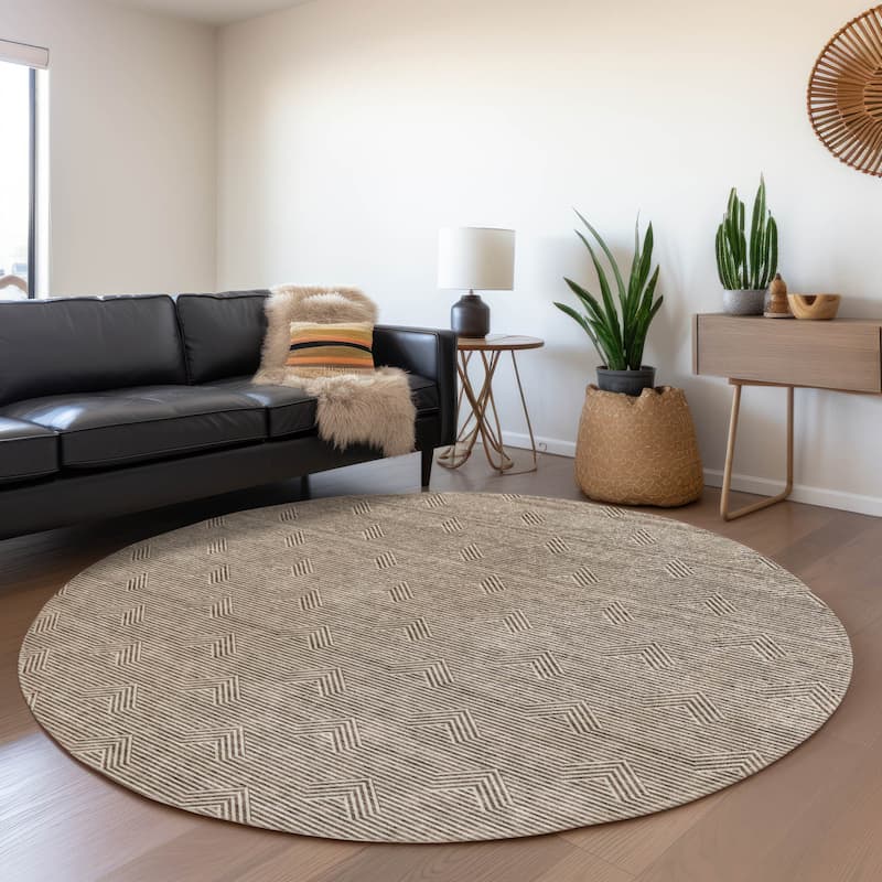 Premium Washable Super Soft Modern Arrow Mayfield Rug - Brown - 8' x 8'