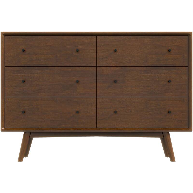 GDFStudio - Caroline Mid-Century Modern 6-Drawer Dresser with Tapered Solid Wood Legs