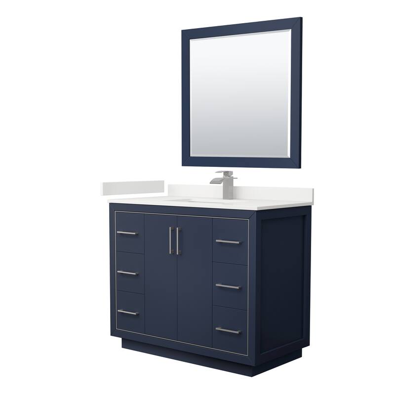 Icon 42-inch Single Vanity, Quartz Top, 34-inch Mirror