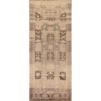 Meshkin Persian Vintage Runner Rug Handmade Wool Carpet - 3'6"x 10'3"