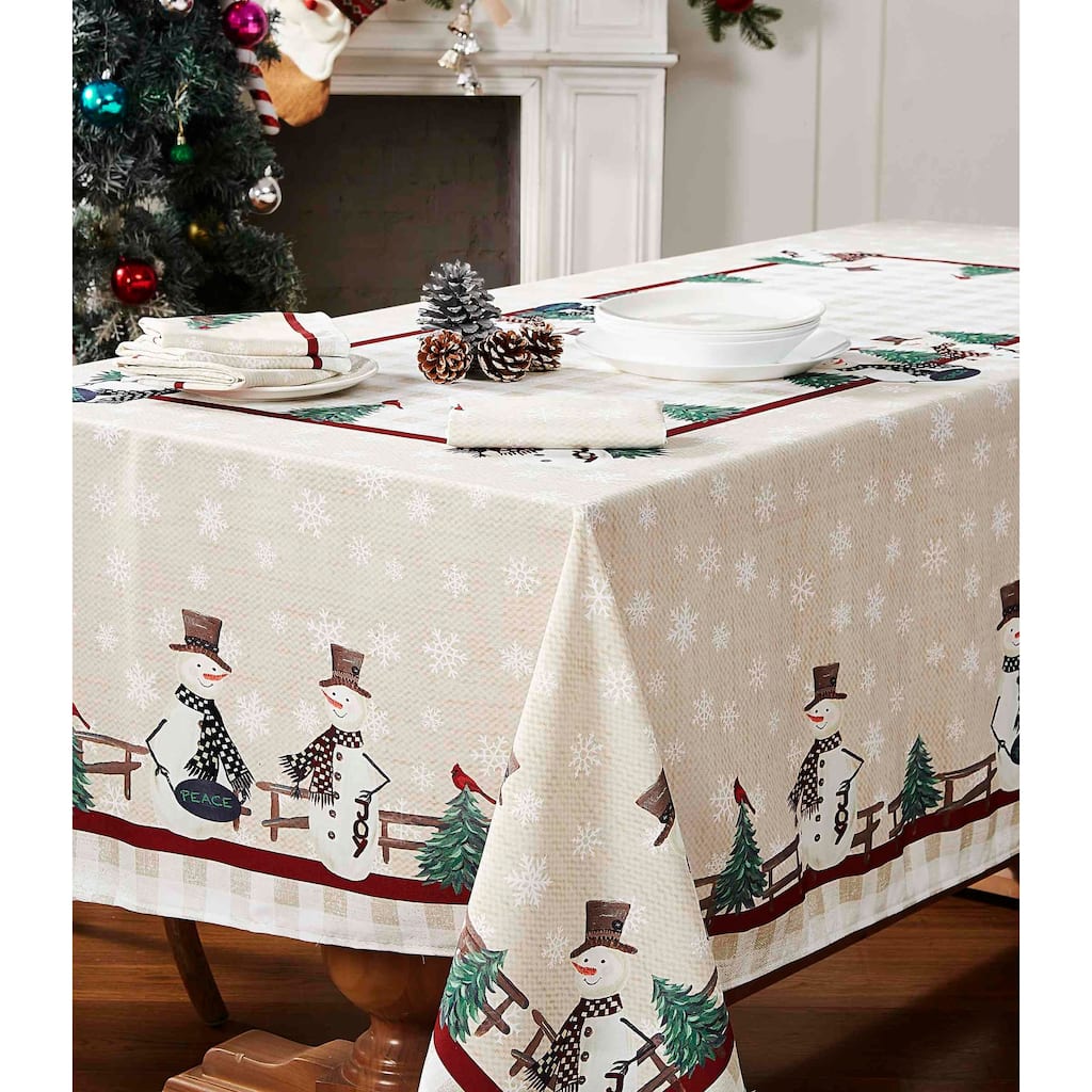 Avanti Linens Country Snowman 52" X 70" Tablecloth