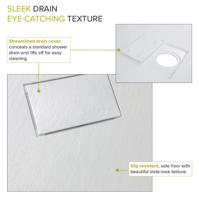 Transolid Low Threshold 34-in L x 48-in W Shower Base with Center Drain - 34-in L x 48-in W - 34-in L x 48-in W