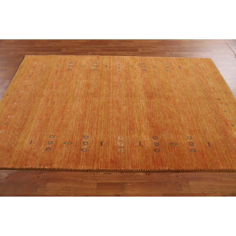 Hand Knotted Oriental 100% Wool Carpet Tribal Tribal Oranges & Rust Gabbeh Area Rug - 7' 8'' X 4' 11''