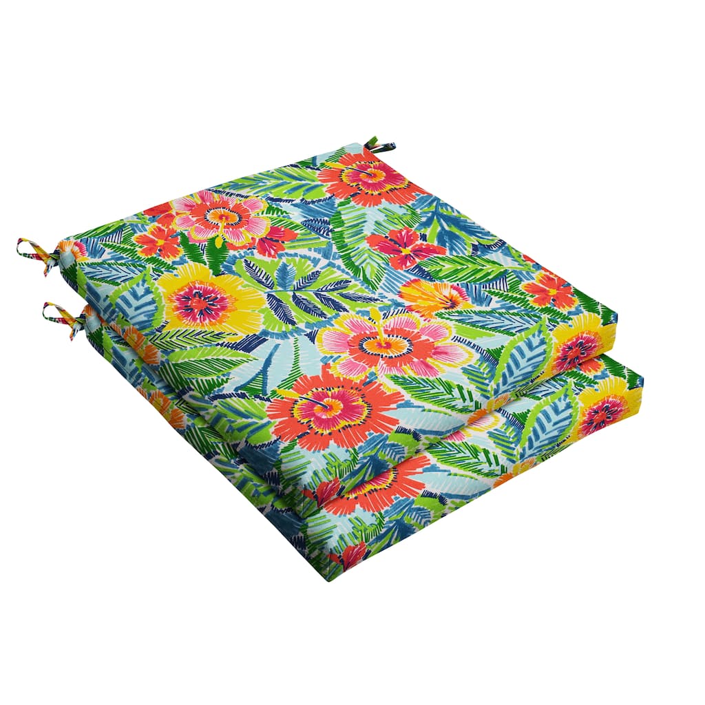 Sorra Home Pensacola Multi Outdoor/Indoor Chair Cushion Set of Two 17in x 18in x 2.5in