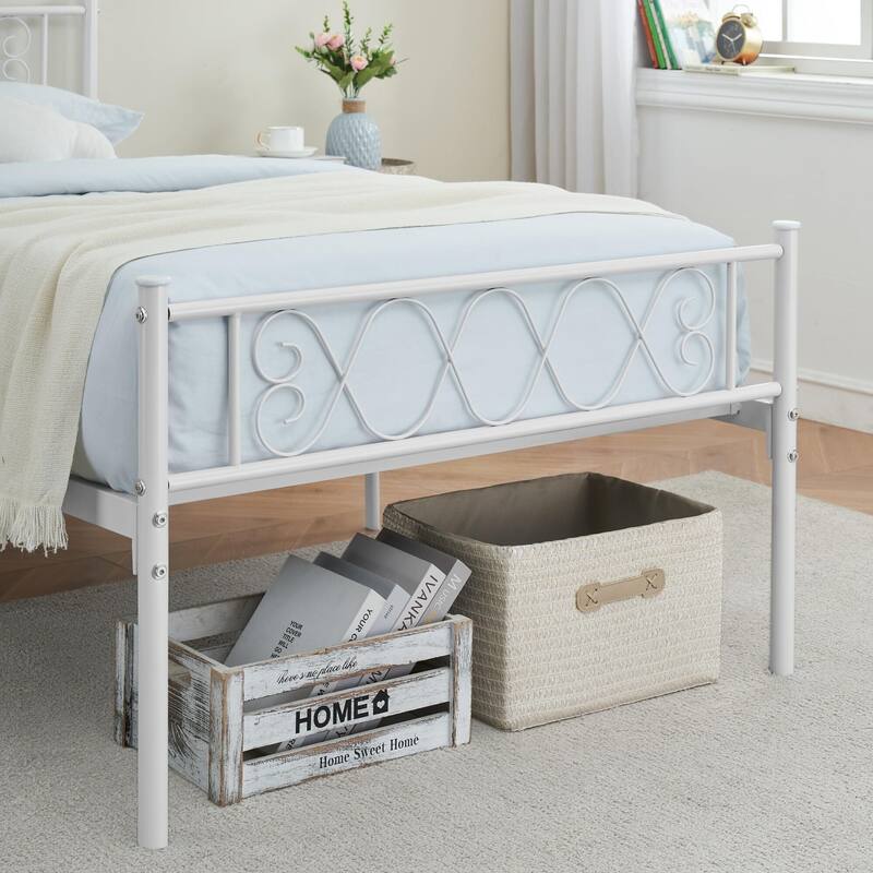 Bed Frame with Headboard and Footboard for Girls and Boys