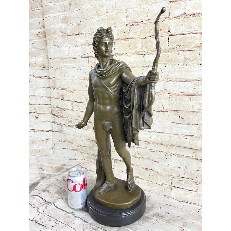 Apollo As An Archer With Bow - Bronze Sculpture Statue Greek Roman Mythology Art