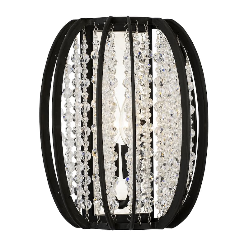 Caesar 1-Light Flush Black Crystal Wall Sconce