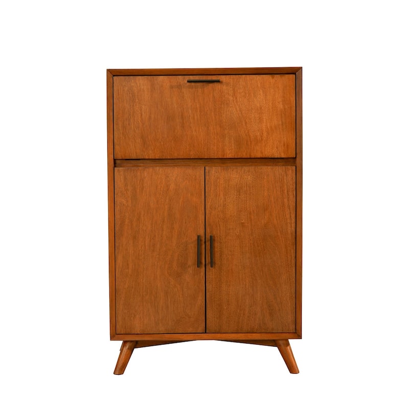 Alpine Furniture Flynn Large Wood Bar Cabinet in Acorn Brown