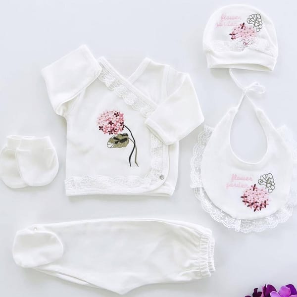 slide 2 of 2, Newborn Baby Girl Coming Home Gift Clothes Set (5 Pcs) White