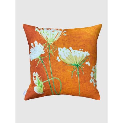 Queen Anne's Lace on Rusty Orange Throw Pillow