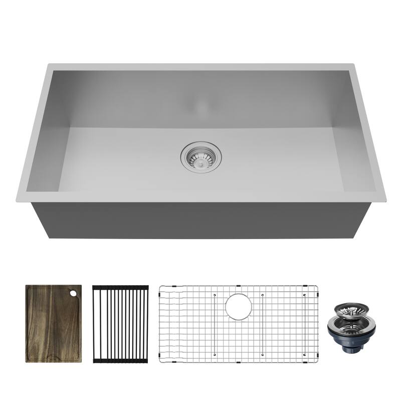 Karran Fusion Undermount 33-in x 18-in Stainless Steel Single Bowl Workstation Kitchen Sink