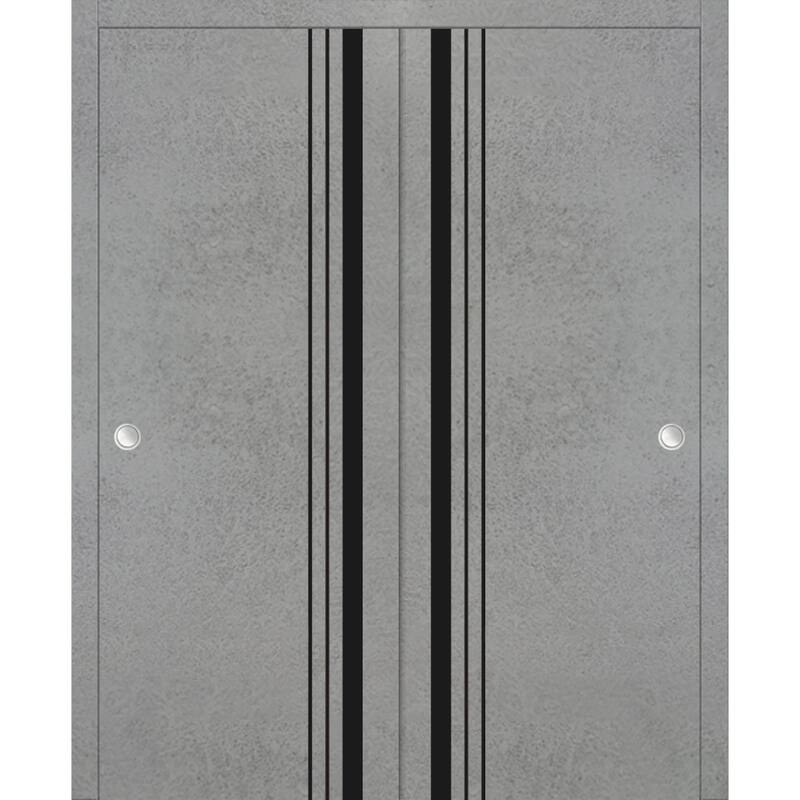Bypass Doors 36 x 80 Planum 0011 Concrete with Sturdy Rails - 56" x 80" ( 2* 28x80)