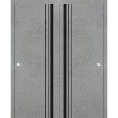 Bypass Doors 36 x 80 Planum 0011 Concrete with Sturdy Rails