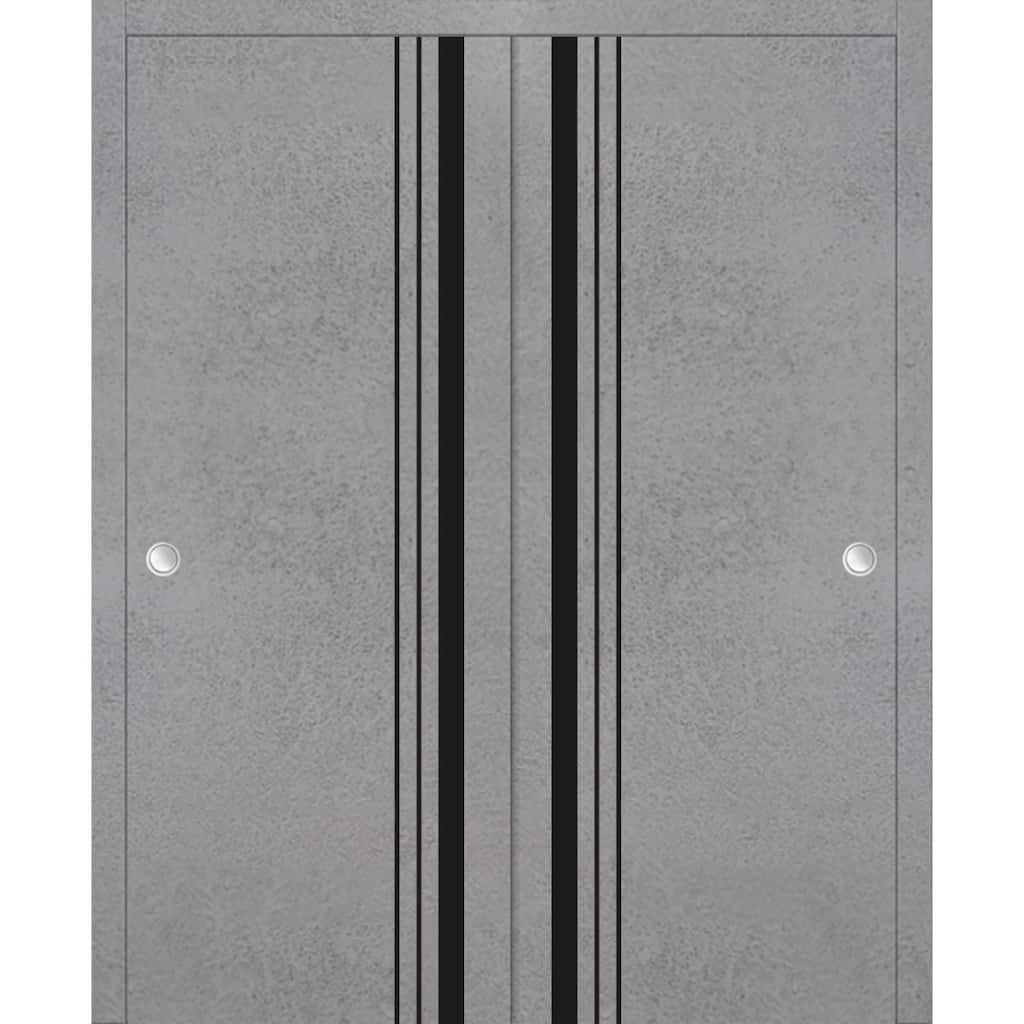 Bypass Doors 36 x 80 Planum 0011 Concrete with Sturdy Rails