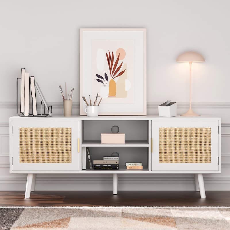 Mid-Century Modern TV Stand For TVs Up To 75" Entertainment Center Media Console