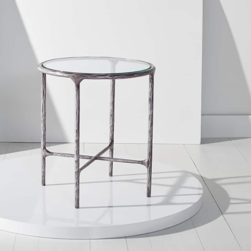 SAFAVIEH Couture Saliha Forged Metal Round End Table - 18" W x 18" L x 20" H - 18"W x 18"D x 20"H