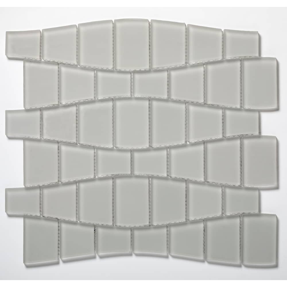 Ripple 11 in. x 12 in. Geometric Glass Mesh-Mounted Mosaic Wall Tile