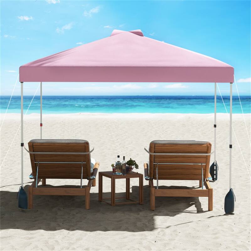 10x10 ft Portable Outdoor Pop-Up Tent Canopy Tent with Adjustable Height for Backyard or Beach