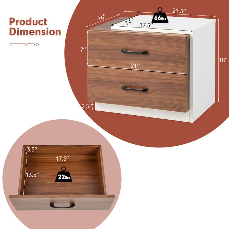 Modern Nightstand Wood Grain Bedside Table End Table with Drawers