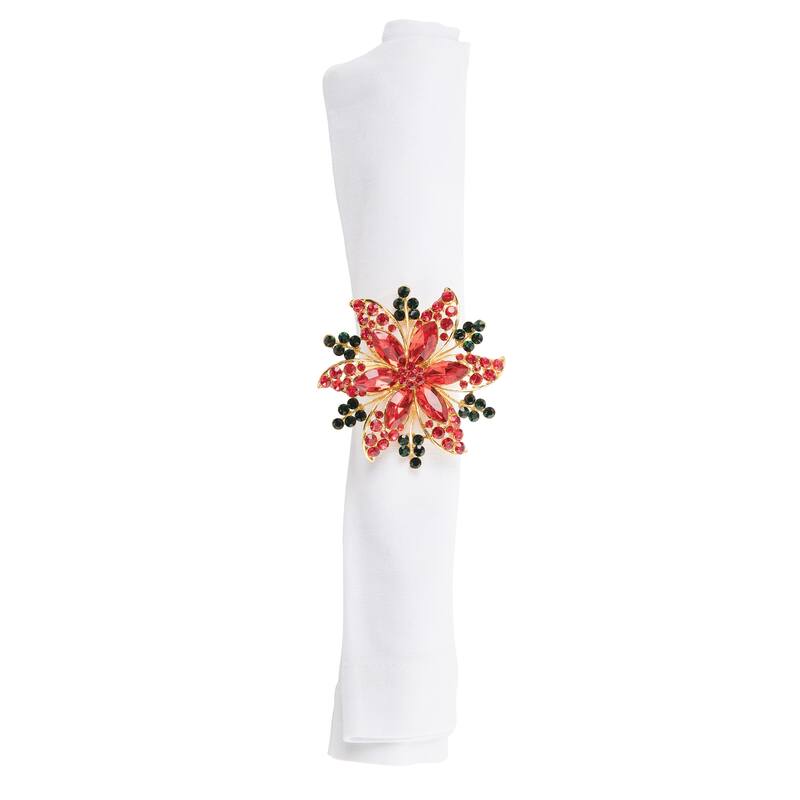 Poinsettia Napkin Ring Set of 4 - Set of 4
