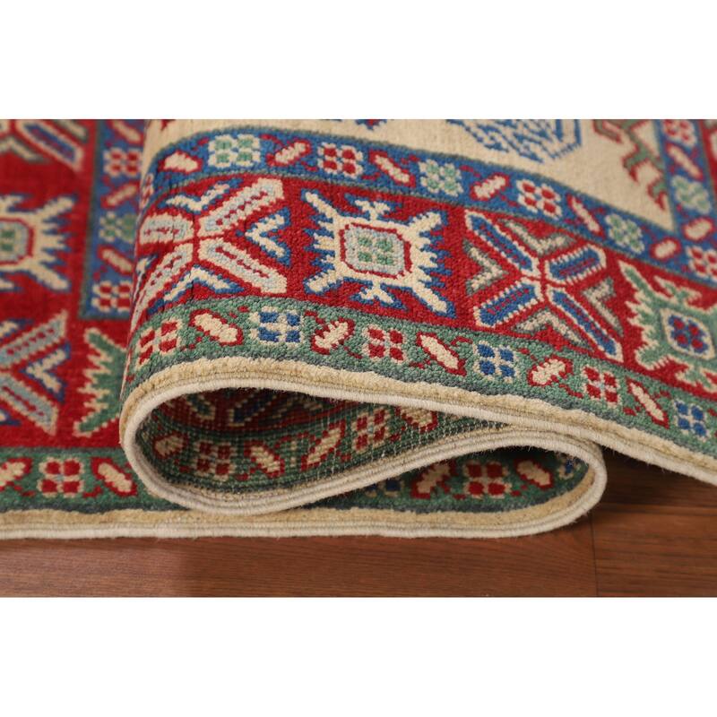 Kazak Foyer Rug Hand-Knotted Oriental Beige Wool Carpet - 2'8" x 4'1"