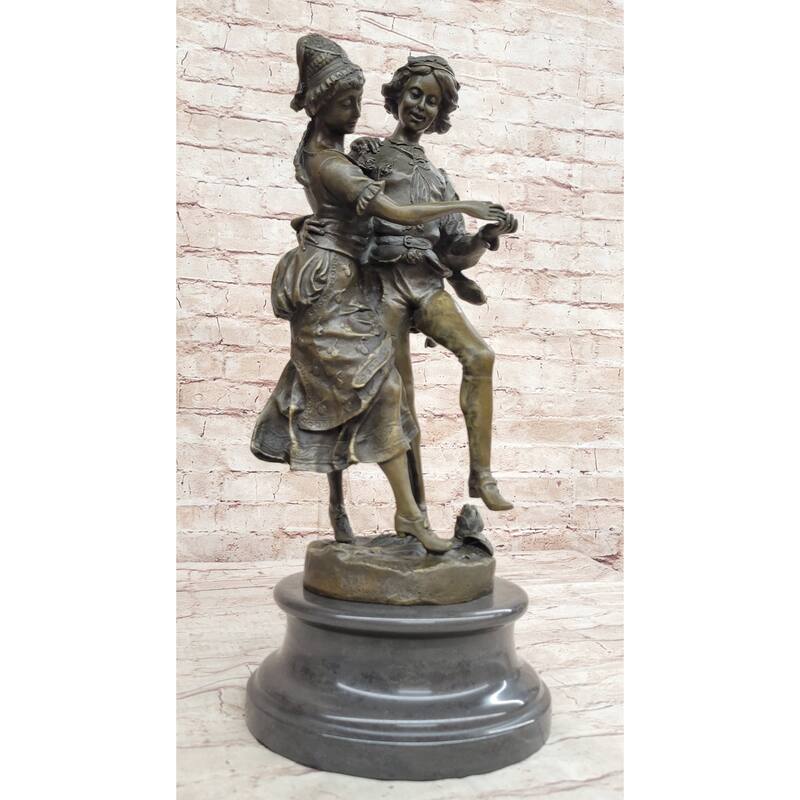 Gaudez Dancing Couple Lovers Romantic Bronze Statue Sculpture 18.5 Inches X 8 Inches
