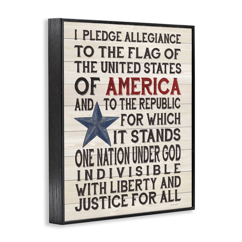 Stupell Pledge of Allegiance Stars and Stripes Americana Rustic Wood Framed Giclee Texturized Art by Jo Moulton