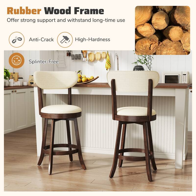 Gymax 25.5'' Counter Height Chairs Set of 2 w/ Padded Seat & Backrest