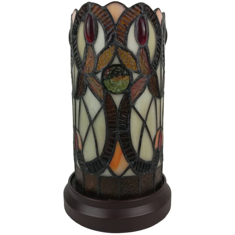 Tiffany Style Table Lamp Floral Stained Glass Bedside Night Stand 10.5" Tall 5" Wide Handmade Gift AM337TL05 Amora Lighting