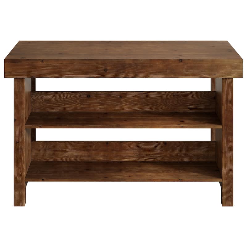 Solid Wood Kitchen Island, Open Storage Counter Height Table, Kitchen Dining/Living Room Coffee Bar Accent Island