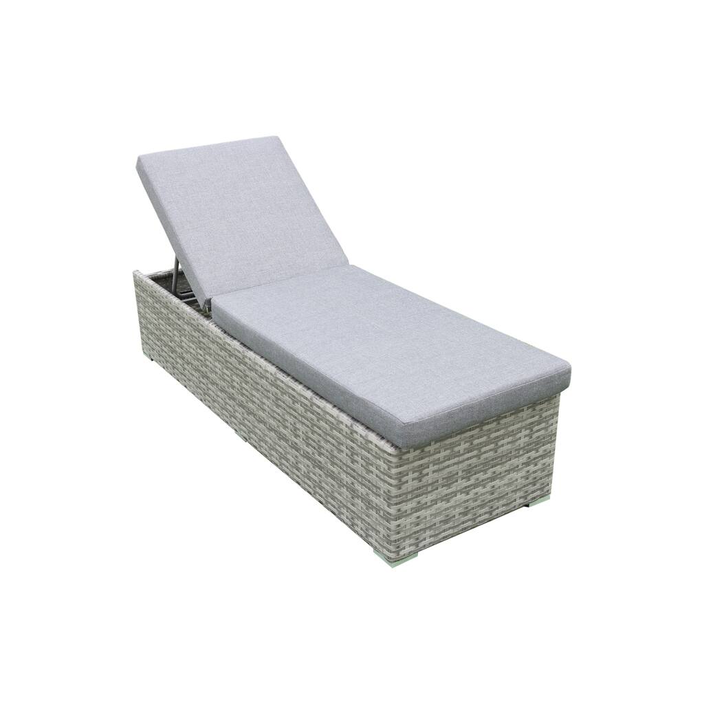 Miami Light Gray Miami Wicker / Rattan Chaise Lounge with Cushion