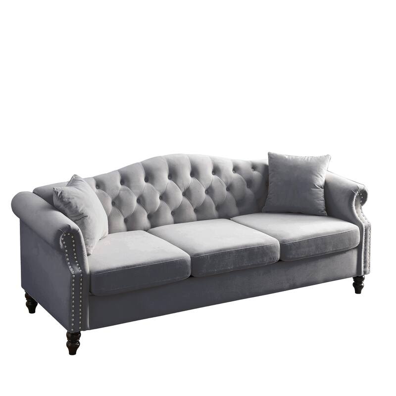 Stylish Velvet 6-Seat Sofa Set with Nailhead Trim, Comfortable Foam Cushioning & Sturdy Wood Frame