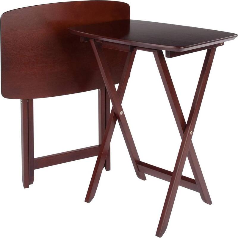 Foldable Snack Tables - Walnut