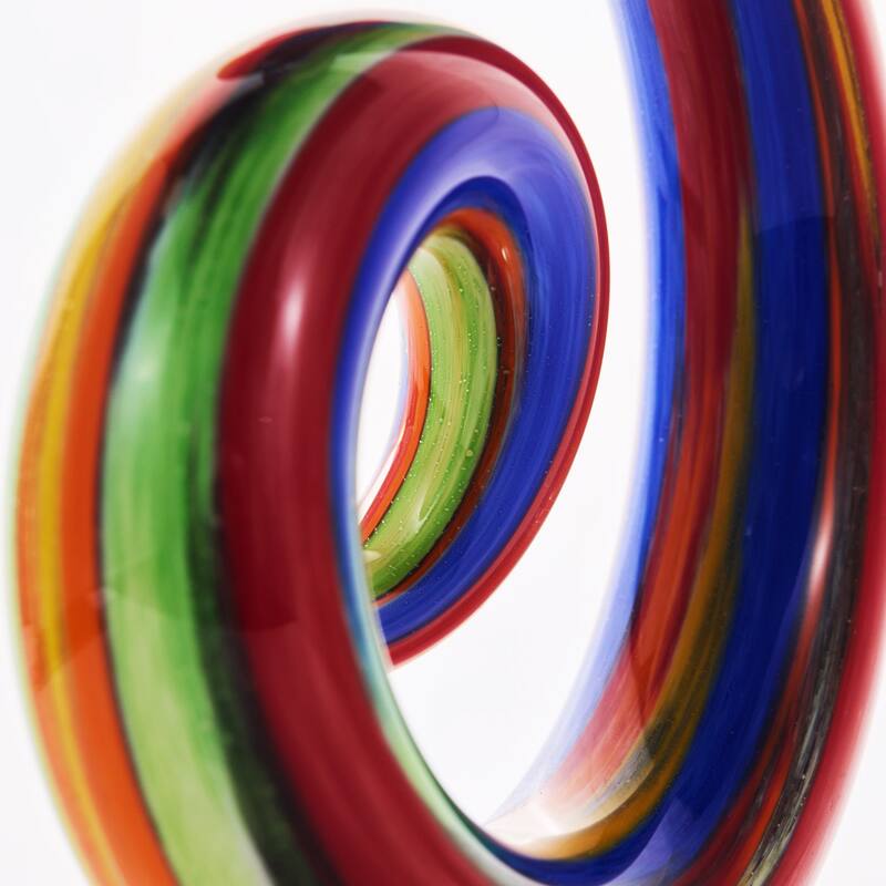 Luxury Lane Hand Blown Abstract Rainbow Swirl Art Glass Sculpture