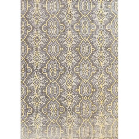 Abstract Contemporary Oriental Area Rug Hand-knotted Wool Carpet - 7'11" x 9'9"