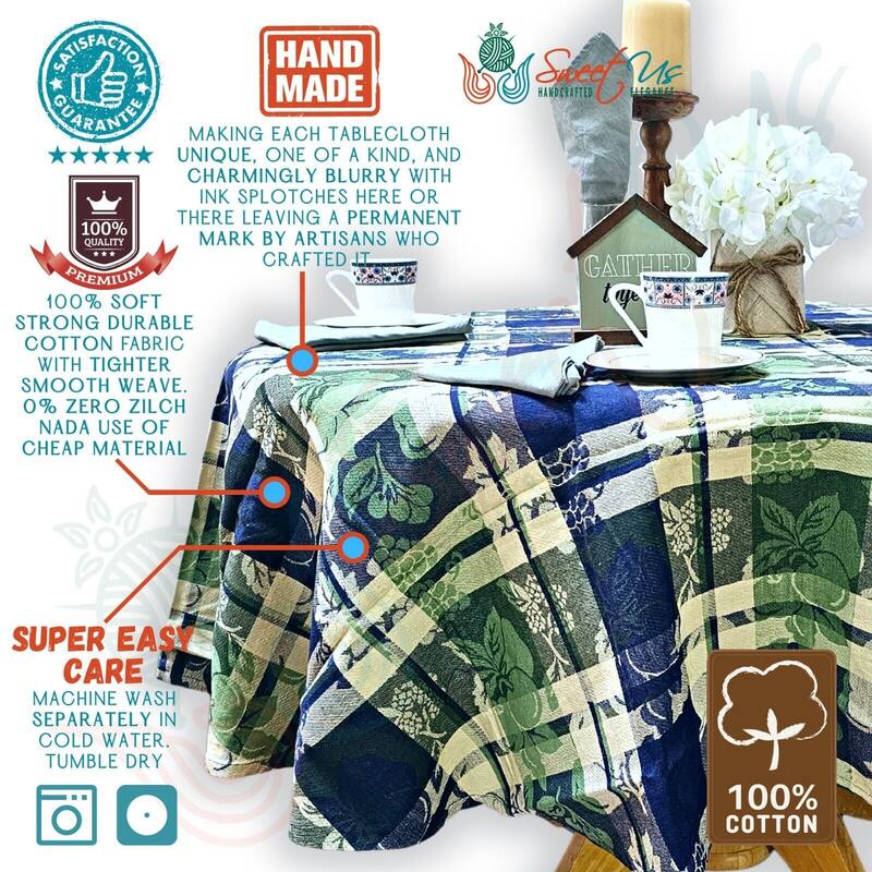 Plaid Jacquard Cotton Delicate Floral Tablecloth Collection