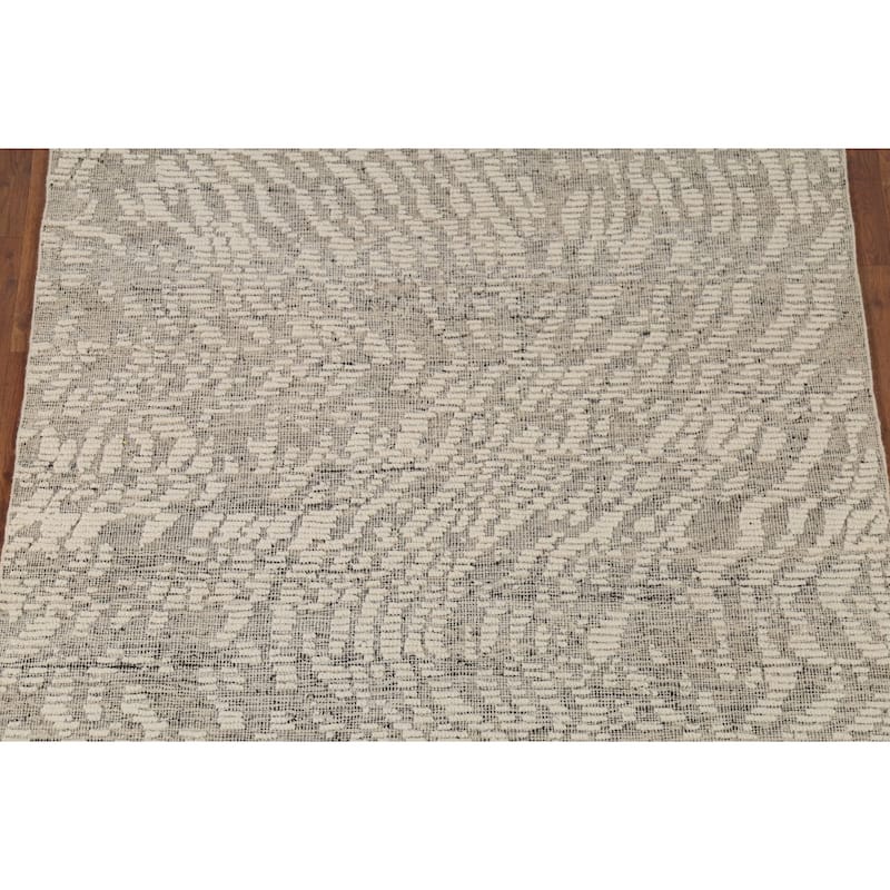 All-Over Abstract Moroccan Modern Area Rug Handmade Wool Carpet - 4'10"x 8'0"
