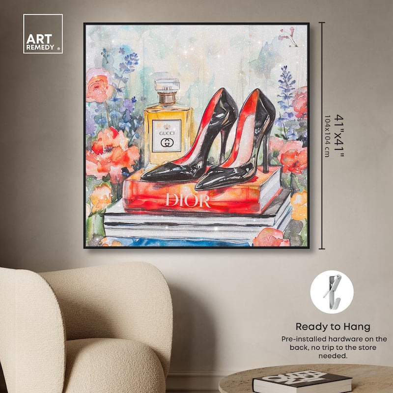 Lovely Garden Books and Heels Canvas by Art Remedy