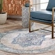 preview thumbnail 35 of 117, Brooklyn Rug Co Camila Faded Medallion Fringe Area Rug 5' Round - Light Blue