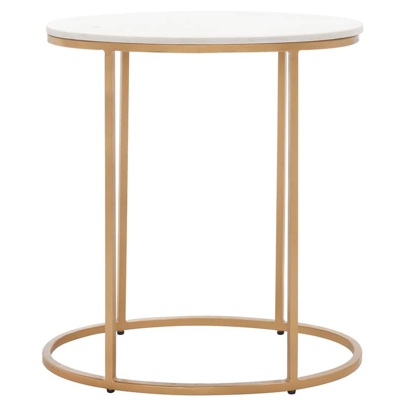 SAFAVIEH Louvenia Marble Top Oval Side Table - 23 In. W x 13 In. D x 24 In. H - 23Wx13Dx24H