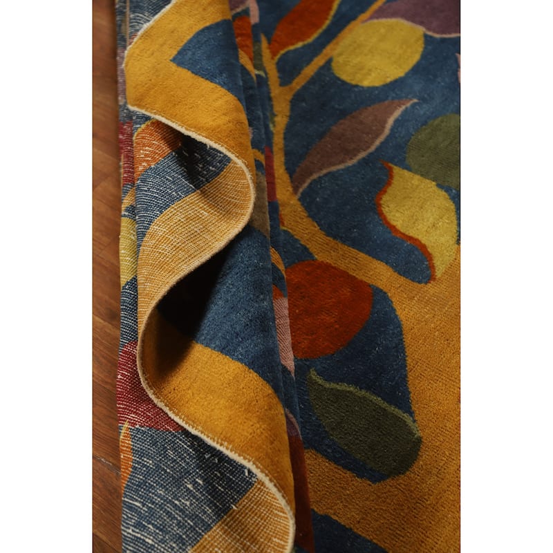Vegetable Dye Art Deco Chinese Antique Rug Hand-Knotted Wool Carpet - 6'11" x 10'8"