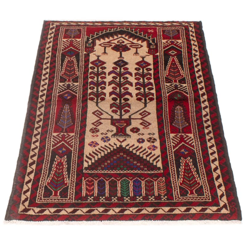 ECARPETGALLERY Hand-knotted Royal Baluch Tan Wool Rug - 3'6 x 6'3